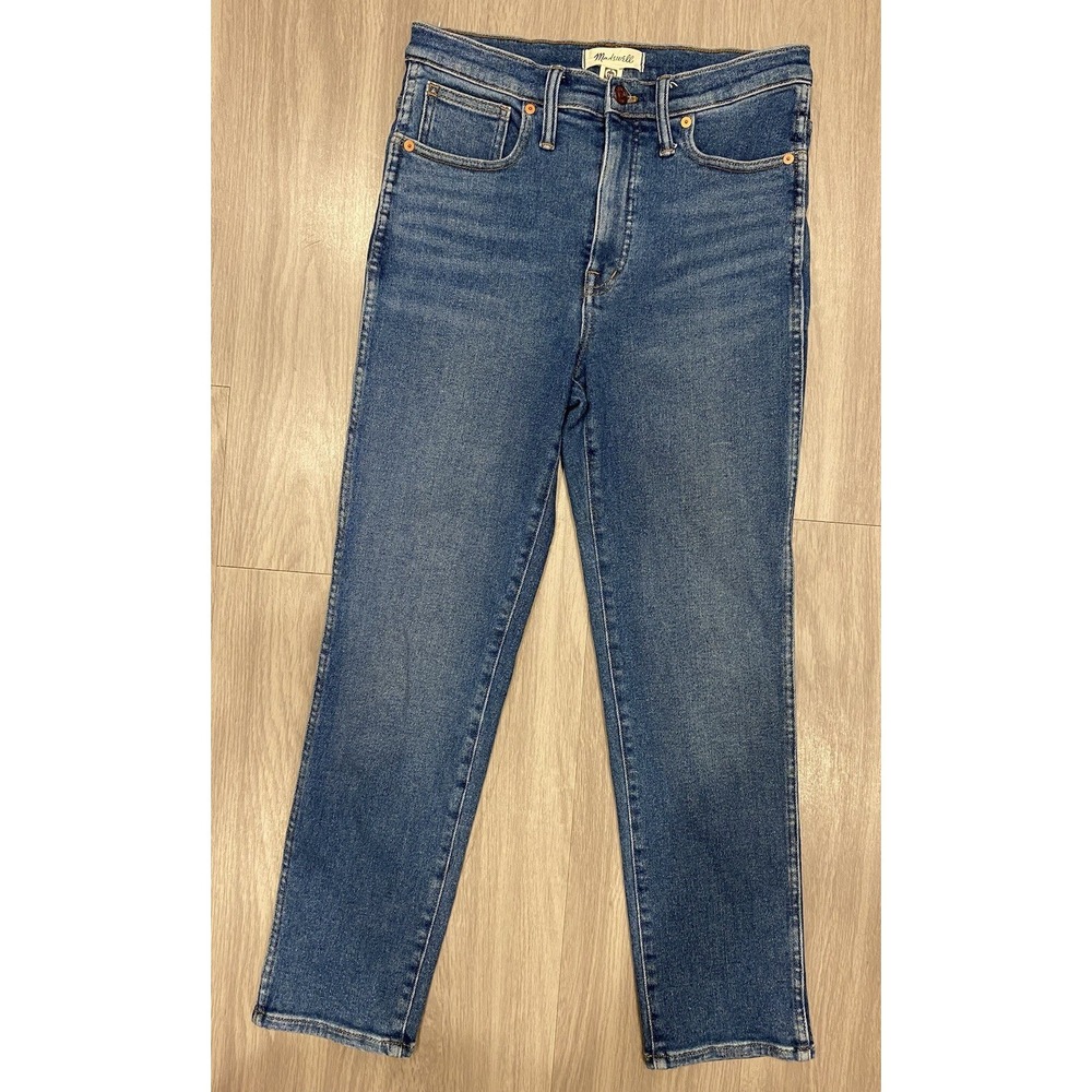 Madewell Stovepipe Straight Leg Light Blue Stretch Denim High Rise Jeans Size 27